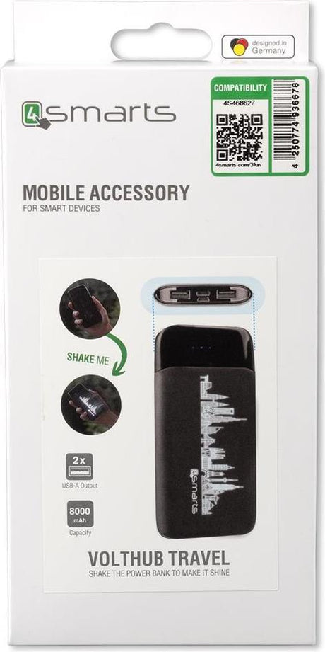 Външна Батерия за iPhone, 4Smarts Power Bank Lightning 8000mAh, Черен (8)