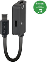 Аудио Адаптер, 4Smarts Soundsplit USB-C to USB-C & USB-C, Черен