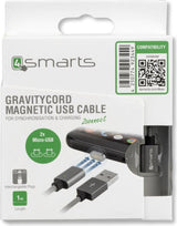 USB Кабел Магнитен, 4Smarts Gravitycord micro-USB & Lightning, Сив (8)