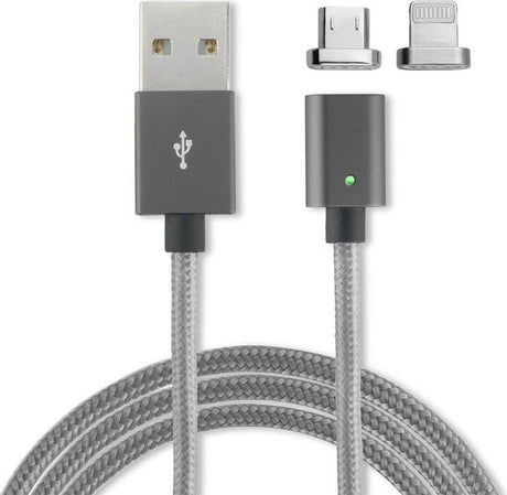 USB Кабел Магнитен, 4Smarts Gravitycord micro-USB & Lightning, Сив (3)