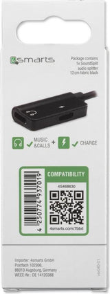 Аудио Адаптер, 4Smarts Soundsplit USB-C to USB-C & USB-C, Черен (2)