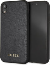 Луксозен Кожен Калъф за iPhone XR, Guess Leather Case, Черен