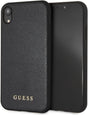 Луксозен Кожен Калъф за iPhone XR, Guess Leather Case, Черен