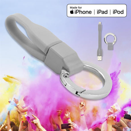 USB Кабел Ключодържател за iPhone и iPad (къс), 4Smarts Lightning Keyring 0.1m, Сив