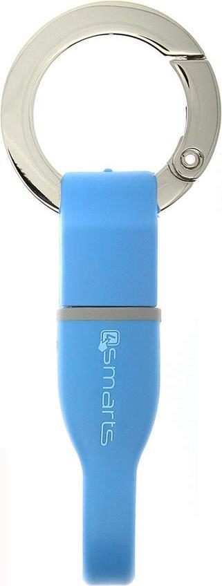 USB Кабел Ключодържател (къс), 4Smarts micro-USB Keyring 0.1m, Син (2)