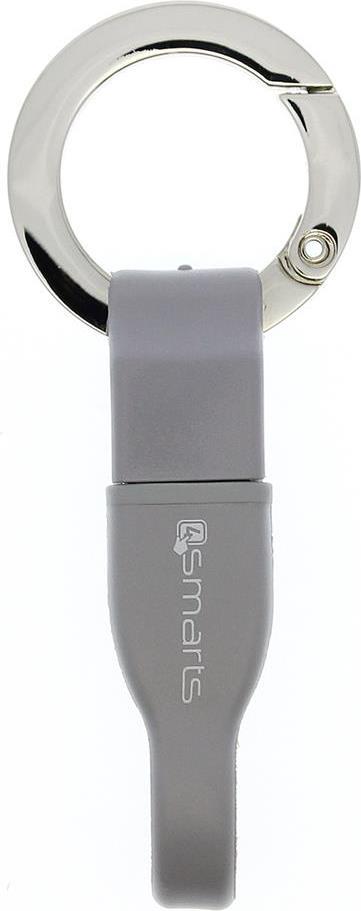 USB Кабел Ключодържател (къс), 4Smarts micro-USB Keyring 0.1m, Сив (2)