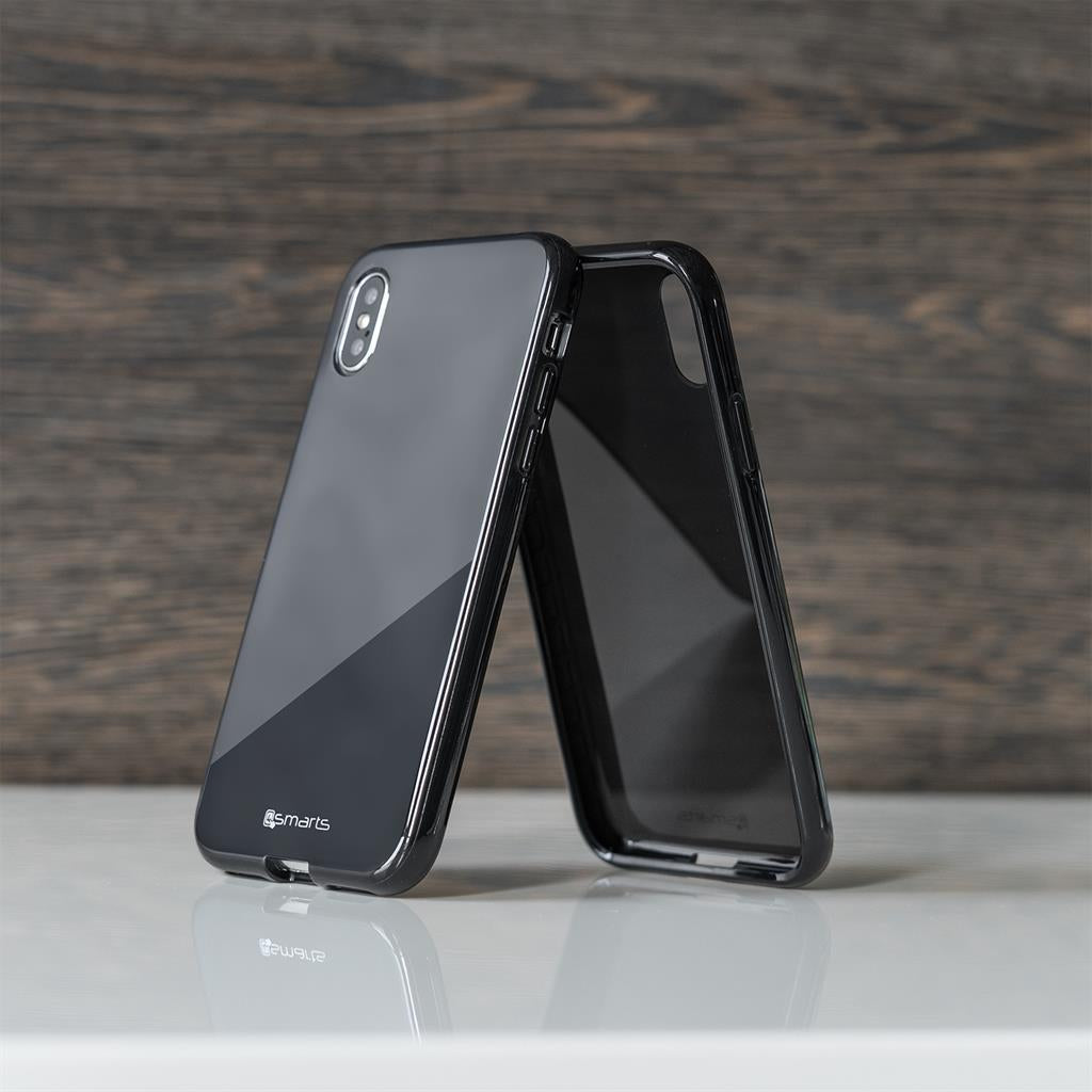 Противоударен Силиконов Калъф за iPhone XS/X All, 4Smarts Airy-Shield Case, Черен (3)