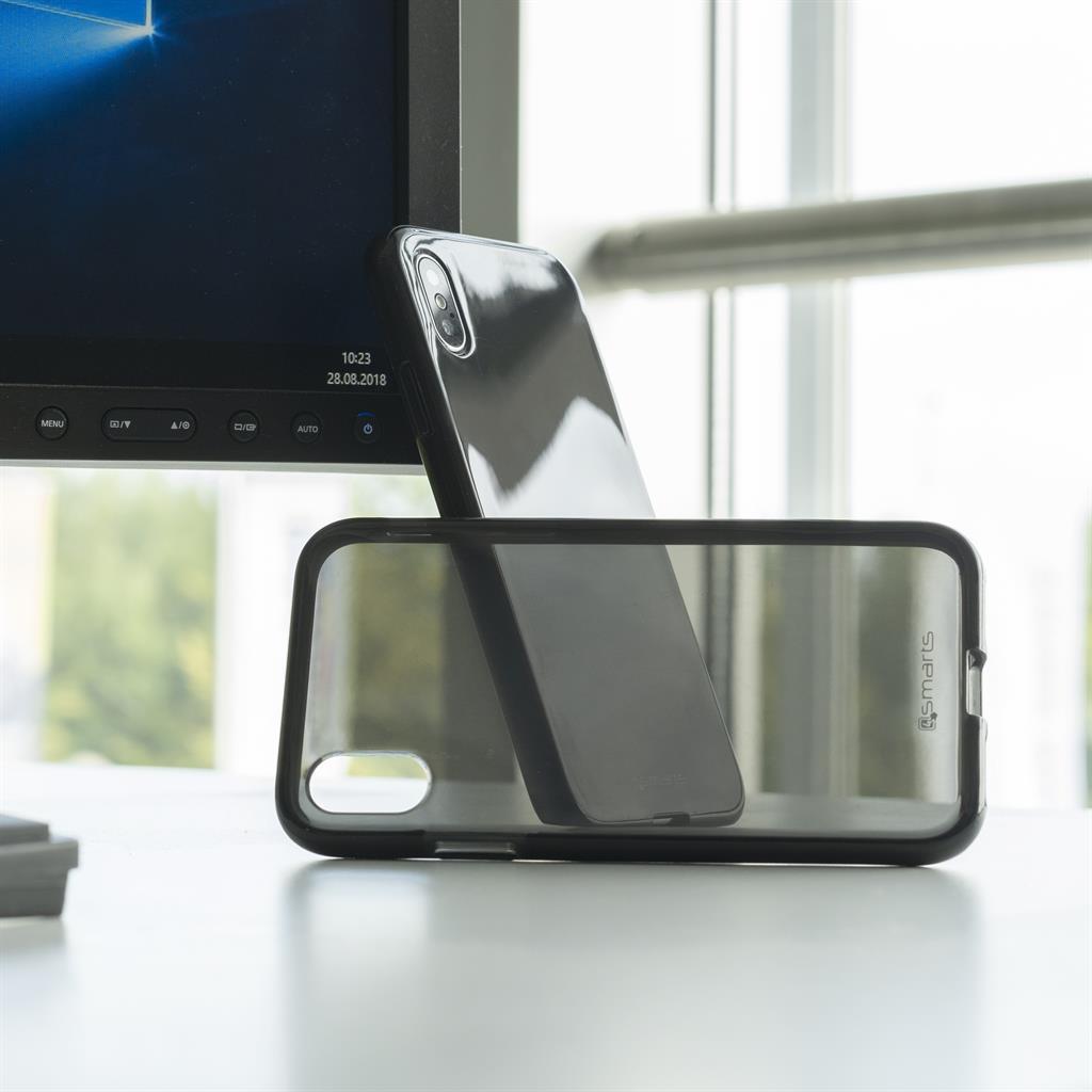 Противоударен Силиконов Калъф за iPhone XS/X All, 4Smarts Airy-Shield Case, Черен (4)