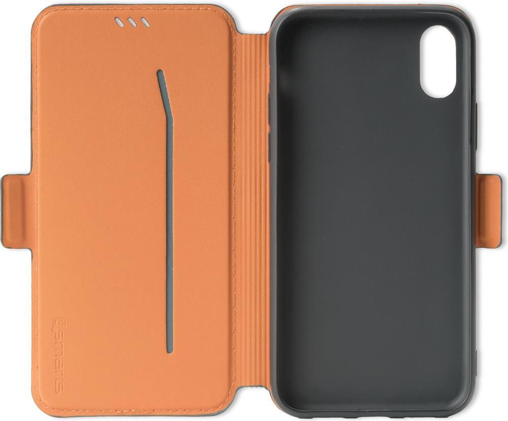 Луксозен Кожен Калъф за iPhone XS/X, 4Smarts Two Tone Book Case, Черен (5)