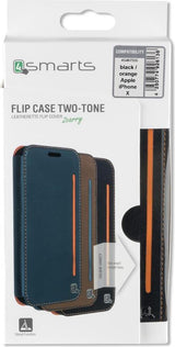 Луксозен Кожен Калъф за iPhone XS/X, 4Smarts Two Tone Book Case, Черен (8)