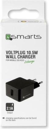 Зарядно за Телефон, 4Smarts 220v Voltplug 2.1a, Черен (2)