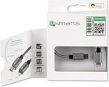 USB-C Кабел за iPhone и iPad с Бързо Зареждане, 4Smarts (Lightning) Power Delivery, Сив (3)