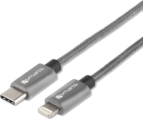 USB-C Кабел за iPhone и iPad с Бързо Зареждане, 4Smarts (Lightning) Power Delivery, Сив (2)