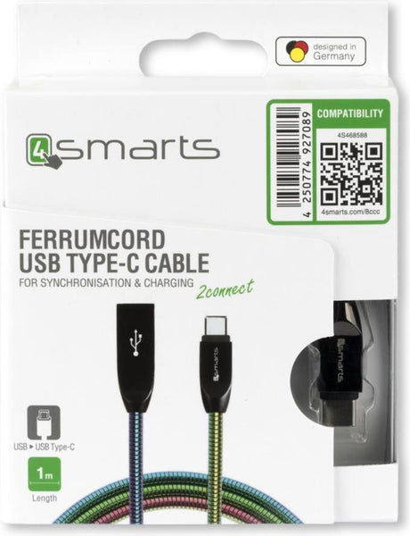 USB-C Кабел с Метална Оплетка, 4Smarts Ferrumcord 1m, Chameleon (6)