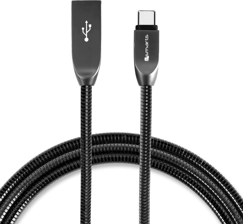 USB-C Кабел с Метална Оплетка, 4Smarts Ferrumcord 1m, Черен (2)