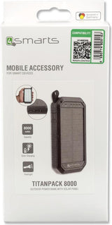Външна Батерия с Прожектор Соларна, 4Smarts Power Bank TitanPack Solar 8000mAh, Черен (8)