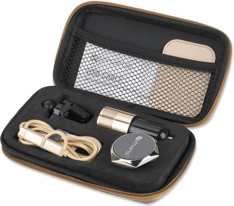 Подаръчен Комплект 5в1, 4Smarts SЕТ Charger/ Holder/ Cable 2in1/ Zipper, Златист
