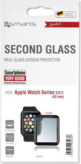 Извит Стъклен Протектор за Apple Watch 3/2/1 42 mm, 4Smarts 3D Glass, Черен