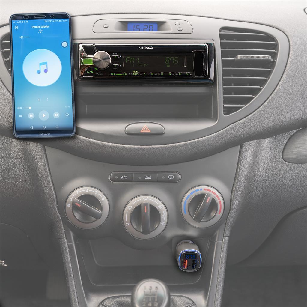 Безжичен Трансмитер за Кола, 4Smarts FM Transmiter/ Bluetooth/ Fast Charge, Сребрист (7)
