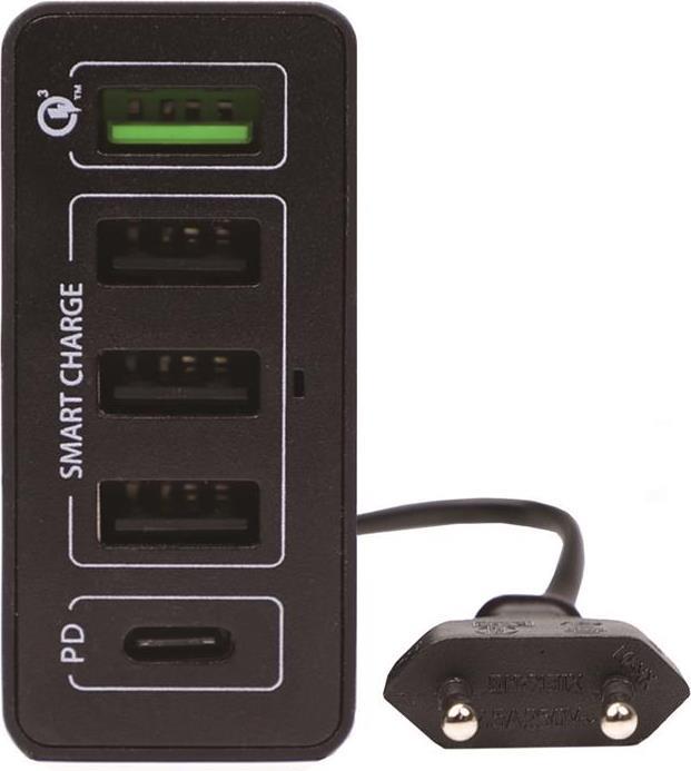 Бързо Зарядно Станция, 4Smarts 220v Voltplug Fast Charger/ Power Delivery PPS 60w, Черен (6)