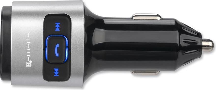 Безжичен Трансмитер за Кола, 4Smarts FM Transmiter/ Bluetooth/ Fast Charge, Сребрист (2)