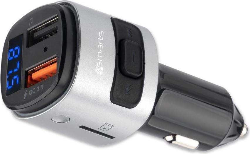 Безжичен Трансмитер за Кола, 4Smarts FM Transmiter/ Bluetooth/ Fast Charge, Сребрист (4)
