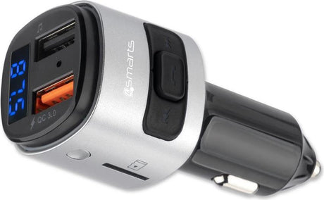 Безжичен Трансмитер за Кола, 4Smarts FM Transmiter/ Bluetooth/ Fast Charge, Сребрист (4)