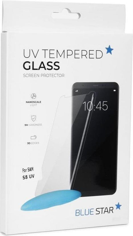 Стъклен Протектор с UV лепило за Samsung S8, Blue Star 3D UV Glass, Прозрачен