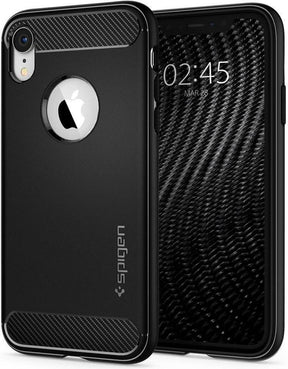 Противоударен Силиконов Калъф за iPhone XR, Spigen Rugged Armor Case, Черен
