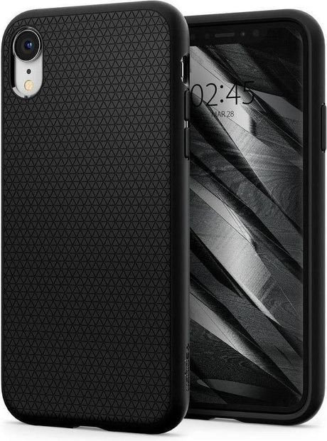 Противоударен Силиконов Калъф за iPhone XR, Spigen Liquid Air Case, Черен