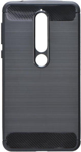 Противоударен Силиконов Калъф за Nokia 6.1, Forcell Carbon Case, Черен