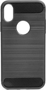 Противоударен Силиконов Калъф за iPhone XS/X, Forcell Carbon Case, Черен