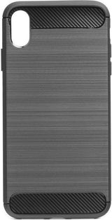 Противоударен Силиконов Калъф за iPhone XS Max, Forcell Carbon Case, Черен