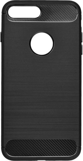 Противоударен Силиконов Калъф за iPhone SE 2022/2020 8/7, Forcell Carbon Case, Черен