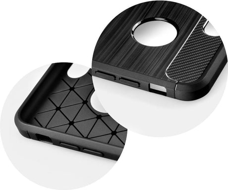 Противоударен Силиконов Калъф за iPhone SE 2022/2020 8/7, Forcell Carbon Case, Черен (3)