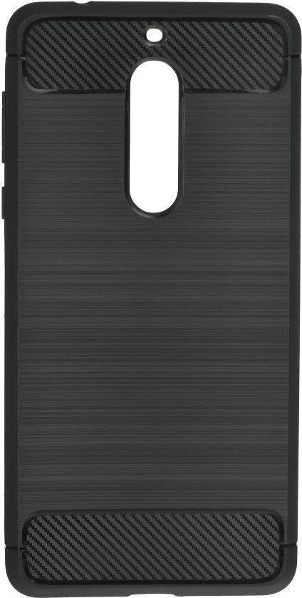 Противоударен Силиконов Калъф за Nokia 5, Forcell Carbon Case, Черен