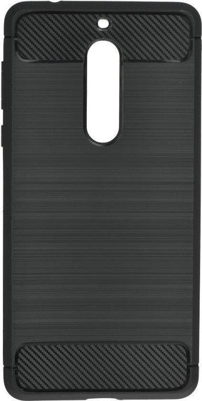 Противоударен Силиконов Калъф за Nokia 5, Forcell Carbon Case, Черен