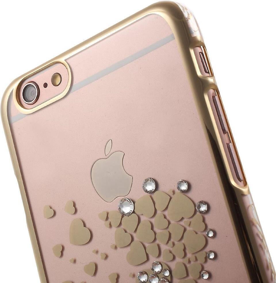 Калъф с Камъни Swarovski за iPhone 6/6s, Kingxbar Crystal Heart Case, Златист