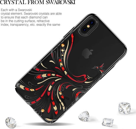 Калъф с Камъни Swarovski за iPhone XS/X, Kavaro Crystal Phoenix Case, Черен (6)