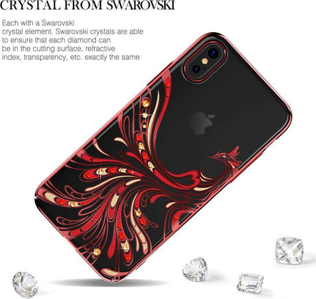 Калъф с Камъни Swarovski за iPhone XS/X, Kavaro Crystal Phoenix Case, Червен (5)