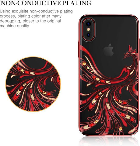 Калъф с Камъни Swarovski за iPhone XS/X, Kavaro Crystal Phoenix Case, Червен (6)