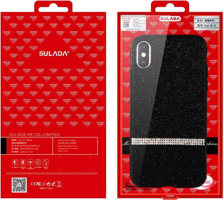 Блестящ Калъф с Камъни за iPhone XS Max, Sulada Shiny Star Case, Червен (7)