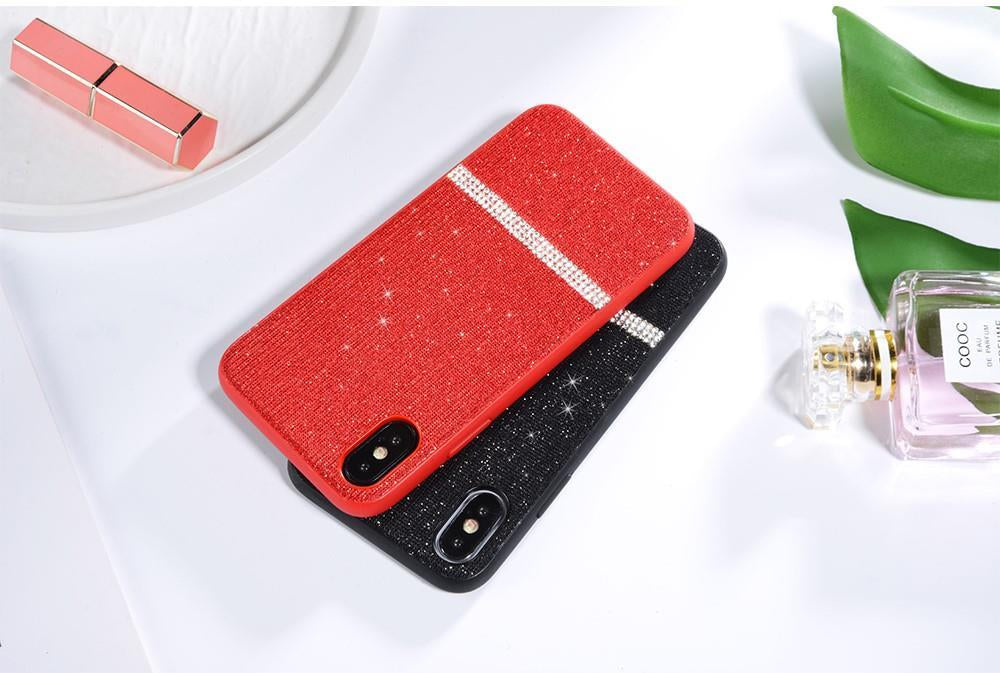 Блестящ Калъф с Камъни за iPhone XS Max, Sulada Shiny Star Case, Червен (6)