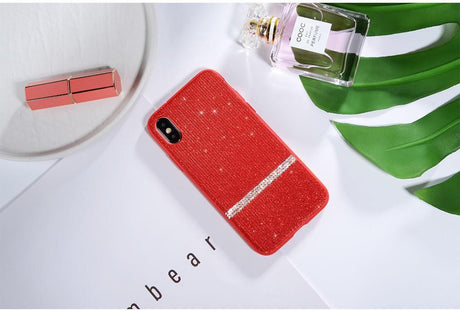 Блестящ Калъф с Камъни за iPhone XS Max, Sulada Shiny Star Case, Червен