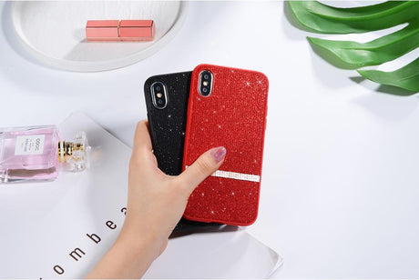 Блестящ Калъф с Камъни за iPhone XS Max, Sulada Shiny Star Case, Червен (3)