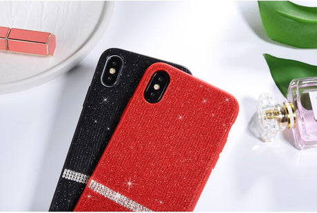 Блестящ Калъф с Камъни за iPhone XS Max, Sulada Shiny Star Case, Червен (4)