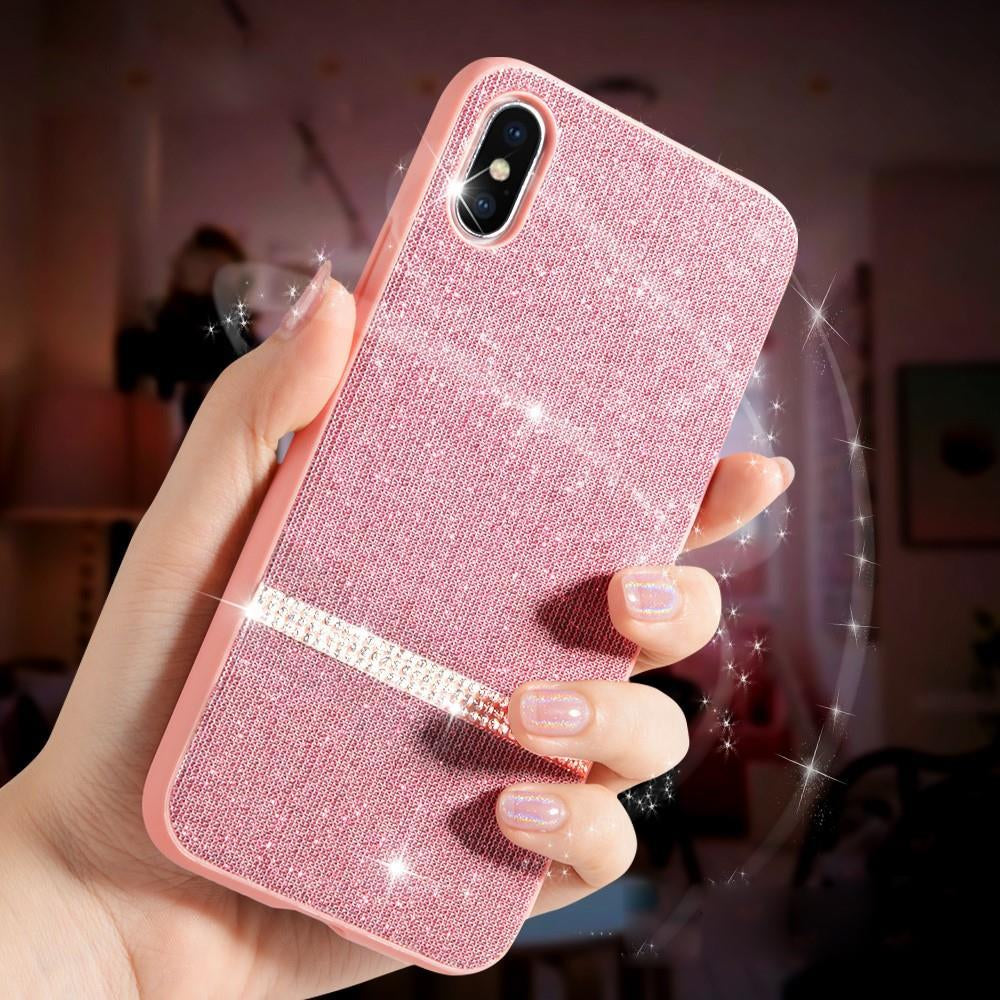 Блестящ Калъф с Камъни за iPhone XS Max, Sulada Shiny Star Case, Розов (2)