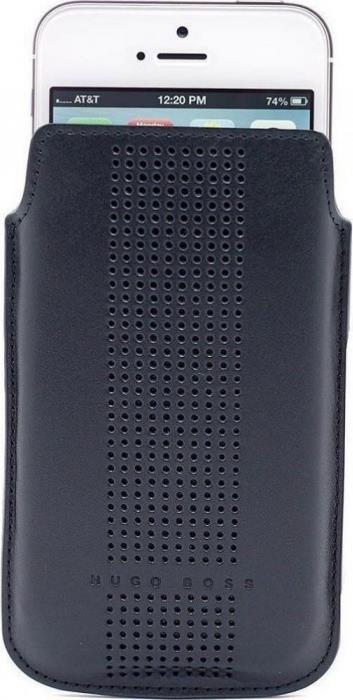 Калъф Джоб от Естествена Кожа за iPhone SE/5s/5, Hugo boss Leather Case, Черен (2)