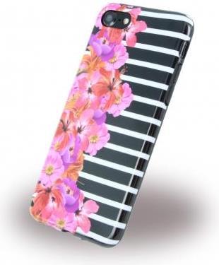 Луксозен Калъф за iPhone SE 2022/2020 8/7, Benjamins, Черен Striped Flowers Soft Case, Цветен