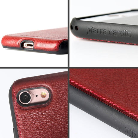 Калъф от Естествена Кожа за iPhone SE 2022/2020 8/7, Pierre Cardin Pcs-S02 Case, Червен (3)